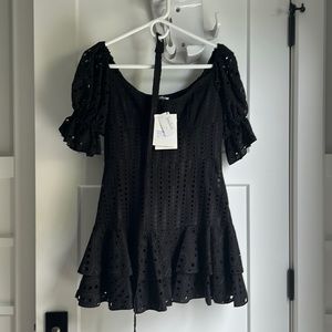 Charo Ruiz Black eyelet Jean dress SMALL new with tags